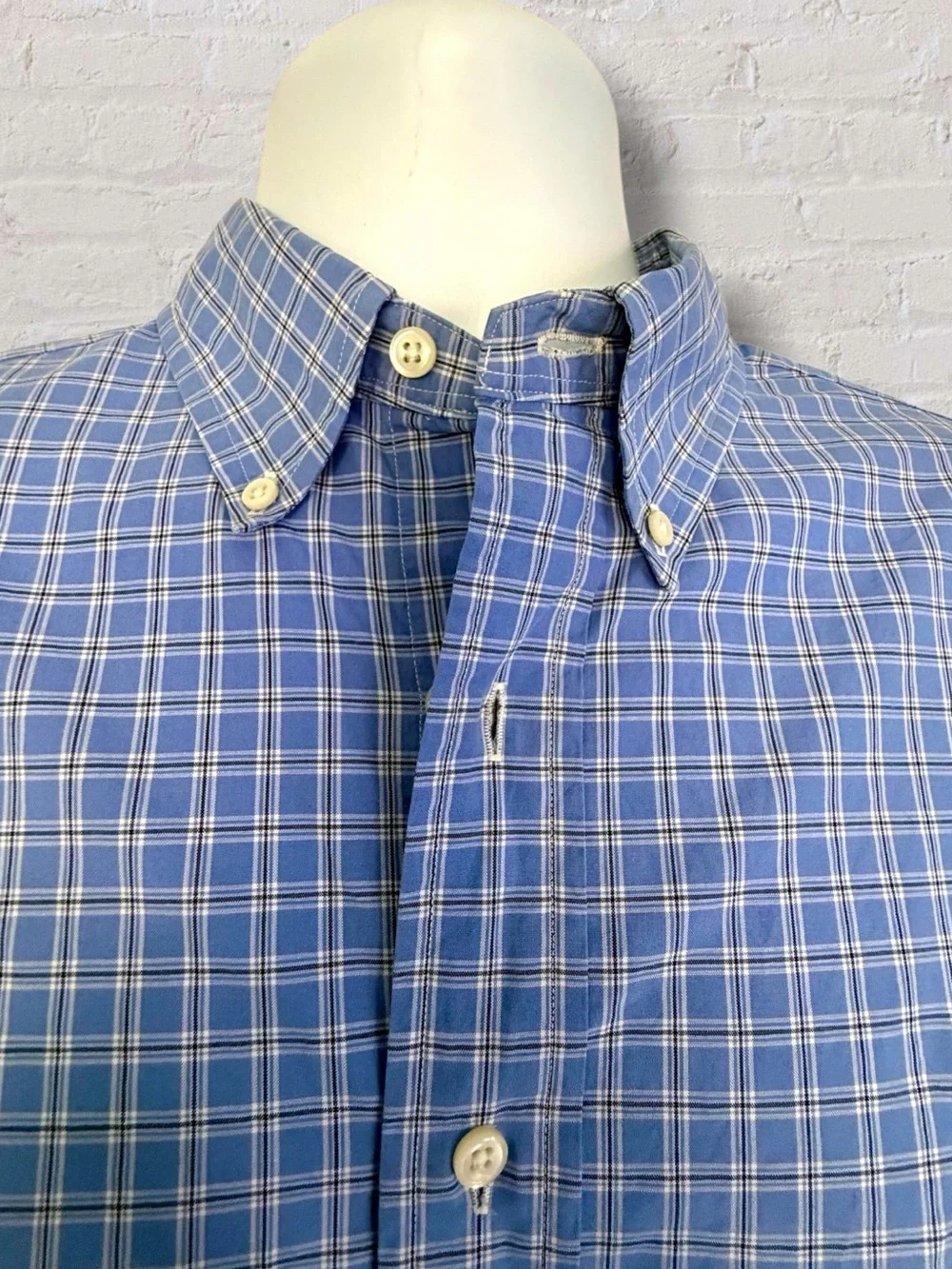 Polo Ralph Lauren 16.5 34/35 Classic Fit Blue Plaid Button Down Shirt Pony